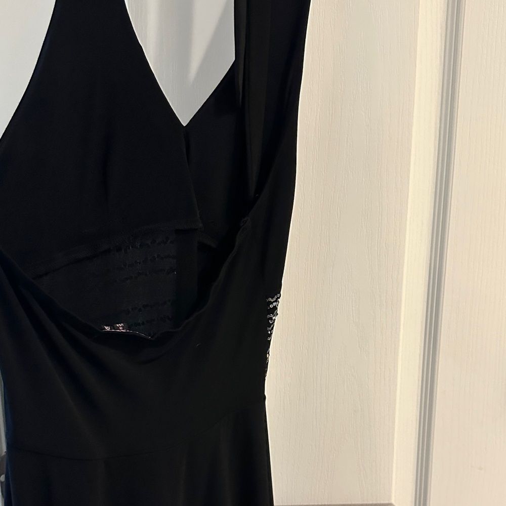 XOXO Black Backless halter Dress with Silver Accents - Picture 2 of 4